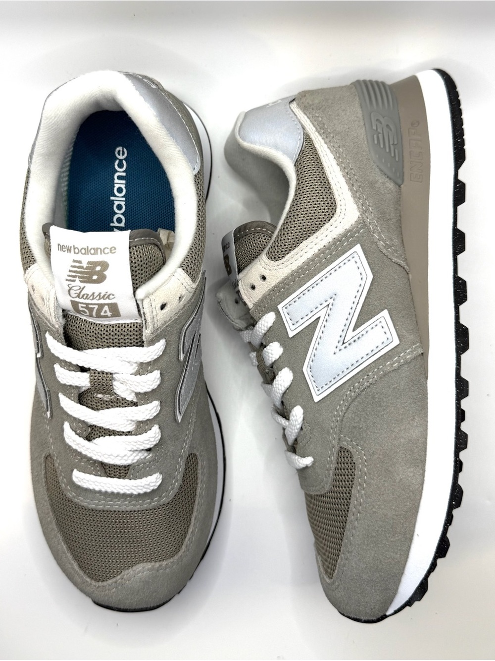 New Balance 574 Retro Sneakers in Taupe and White